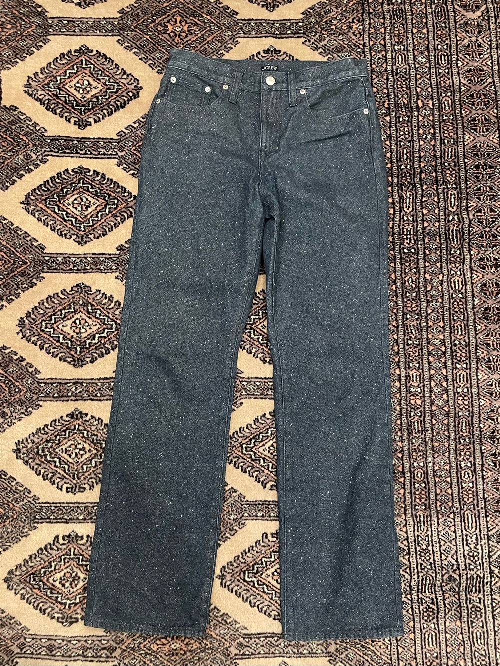 J.Crew Mid-rise sparkle straight jean with Lurex® metallic threads